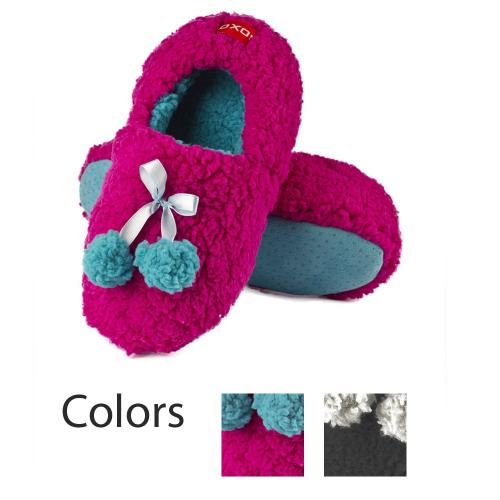 Lady slippers soft sole and pompon