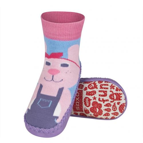 Детски чорапи с кожена подметка Зайче
